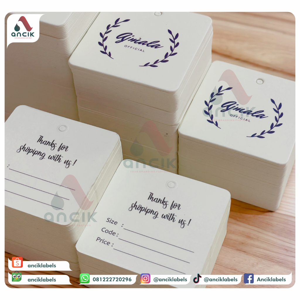 

( CUSTOM ORDER )Hangtag Label 700 Gsm dan Ring Besi + Tali