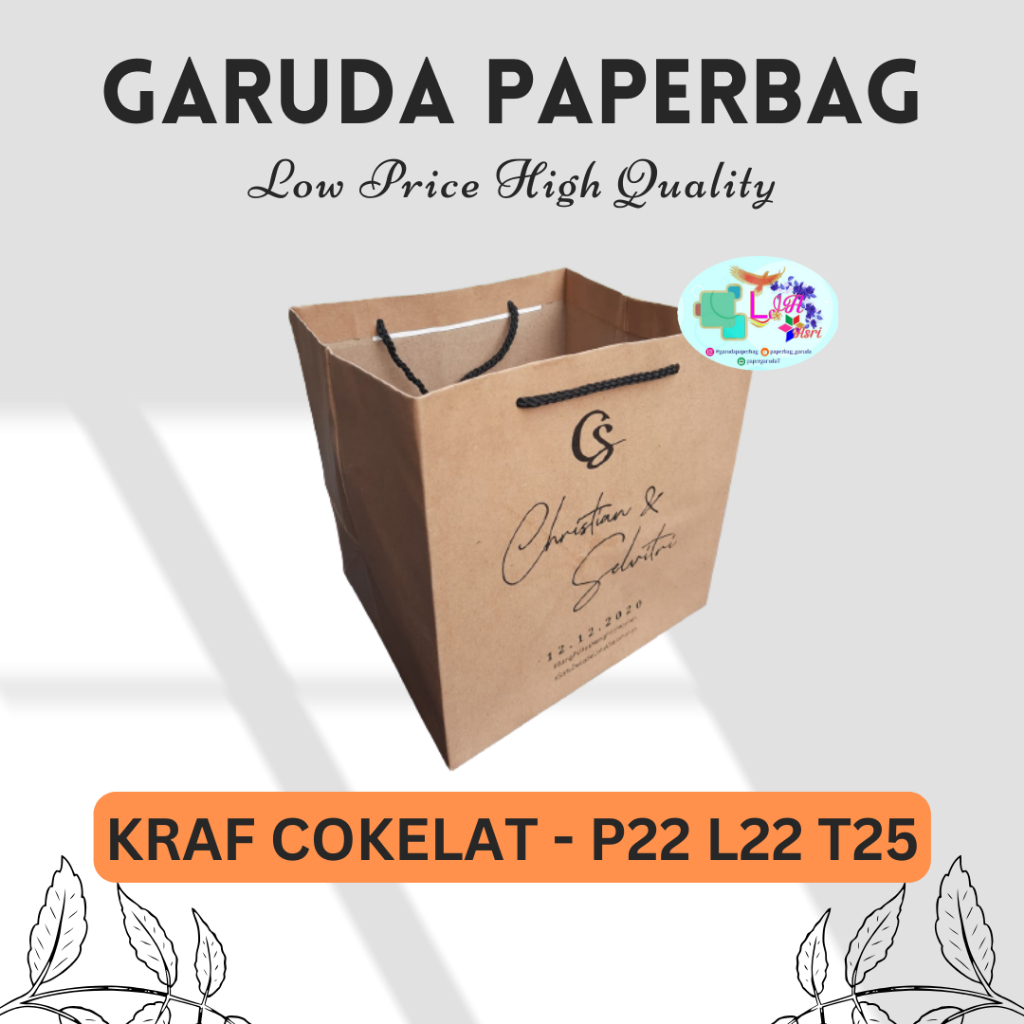 

Paper Bag Murah, Tas Kertas Kraf Cokelat Size P22 L22 T22 Kotak Nasi Box Sablon Free Design