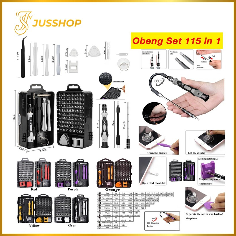 Obeng Full Set 115in1 Alat Mini Reparasi Service Hp Laptop Komputer PC Multifungsi
