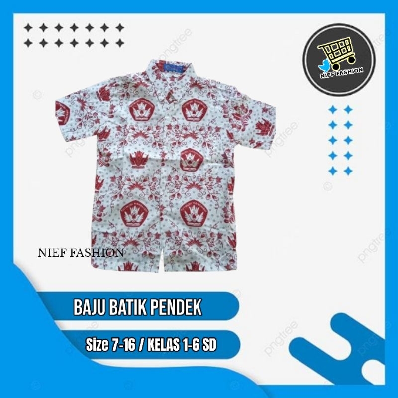 seragam sekolah batik lengan pendek sekolah dasar kls1-6sd