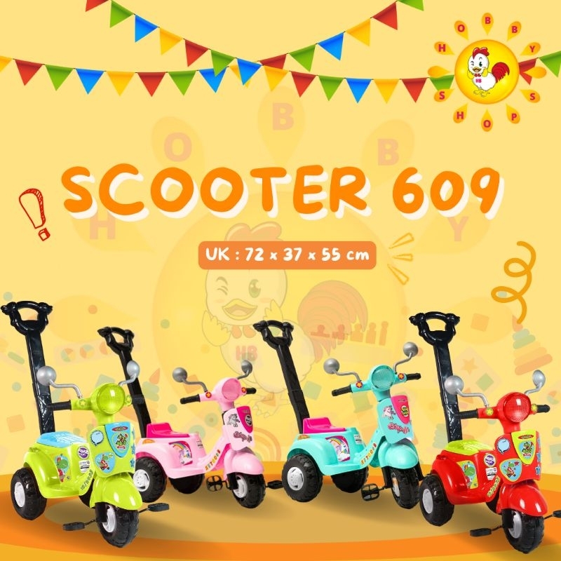 Stok Baru shp scooter 609 sepeda anak skuter goes roda 3 - sepeda duduk dorong anak skuter shp