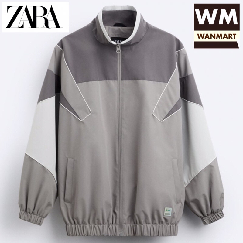 ZARA Men Jacket Textured Weave Technical Jaket Pria Pearl Grey
