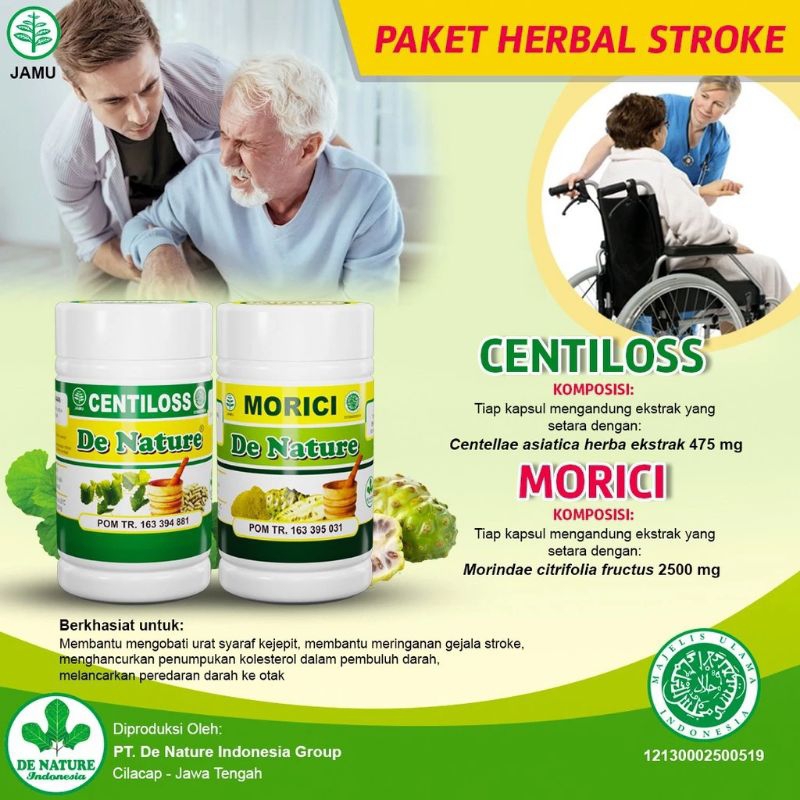 OBAT HERBAL STROKE URAT SYARAF KEJEPIT DE NATURE CENTILOS MORICI