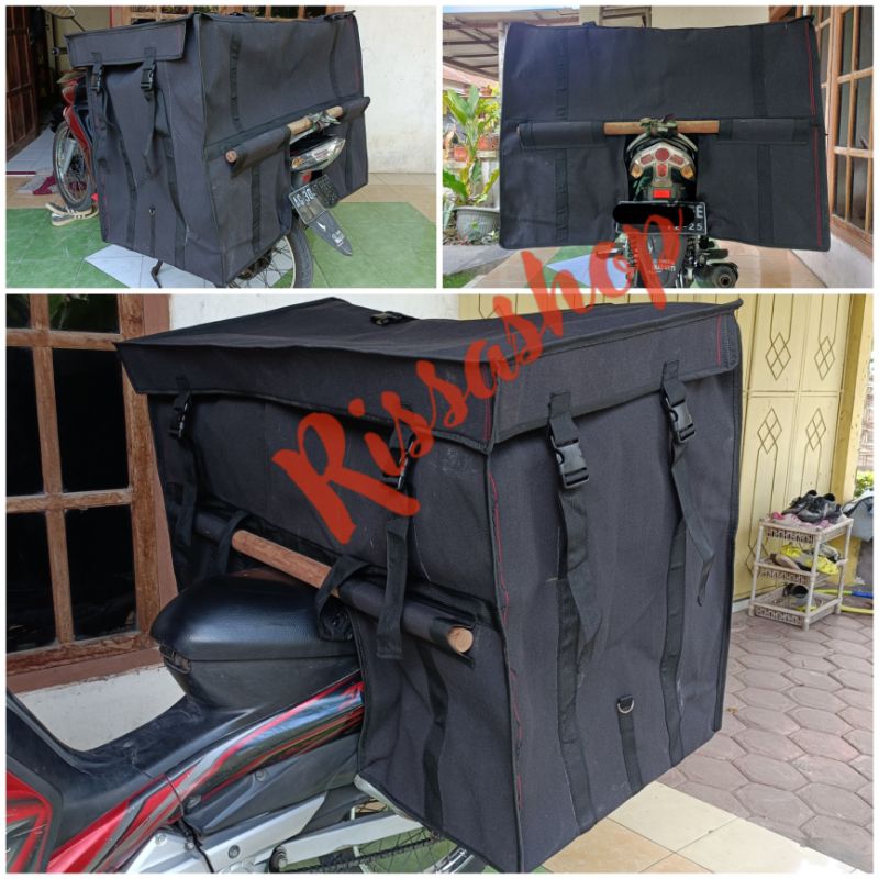 Tas Obrok Motor Angkut Barang Kanvas Tingkat