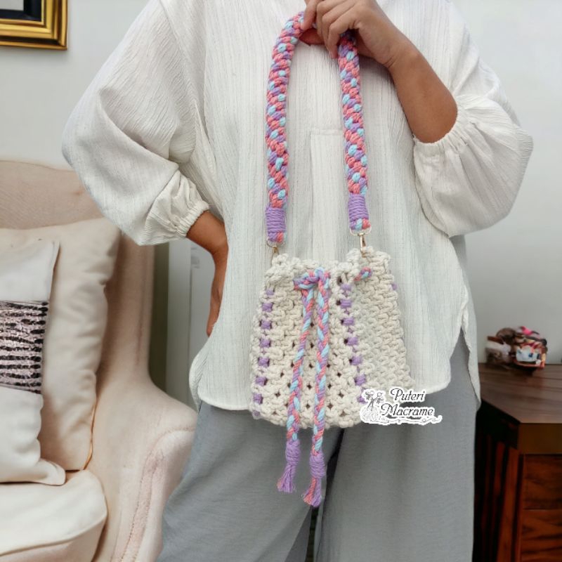 Tas Macrame Bucket Bag, Bucket Bag Macrame