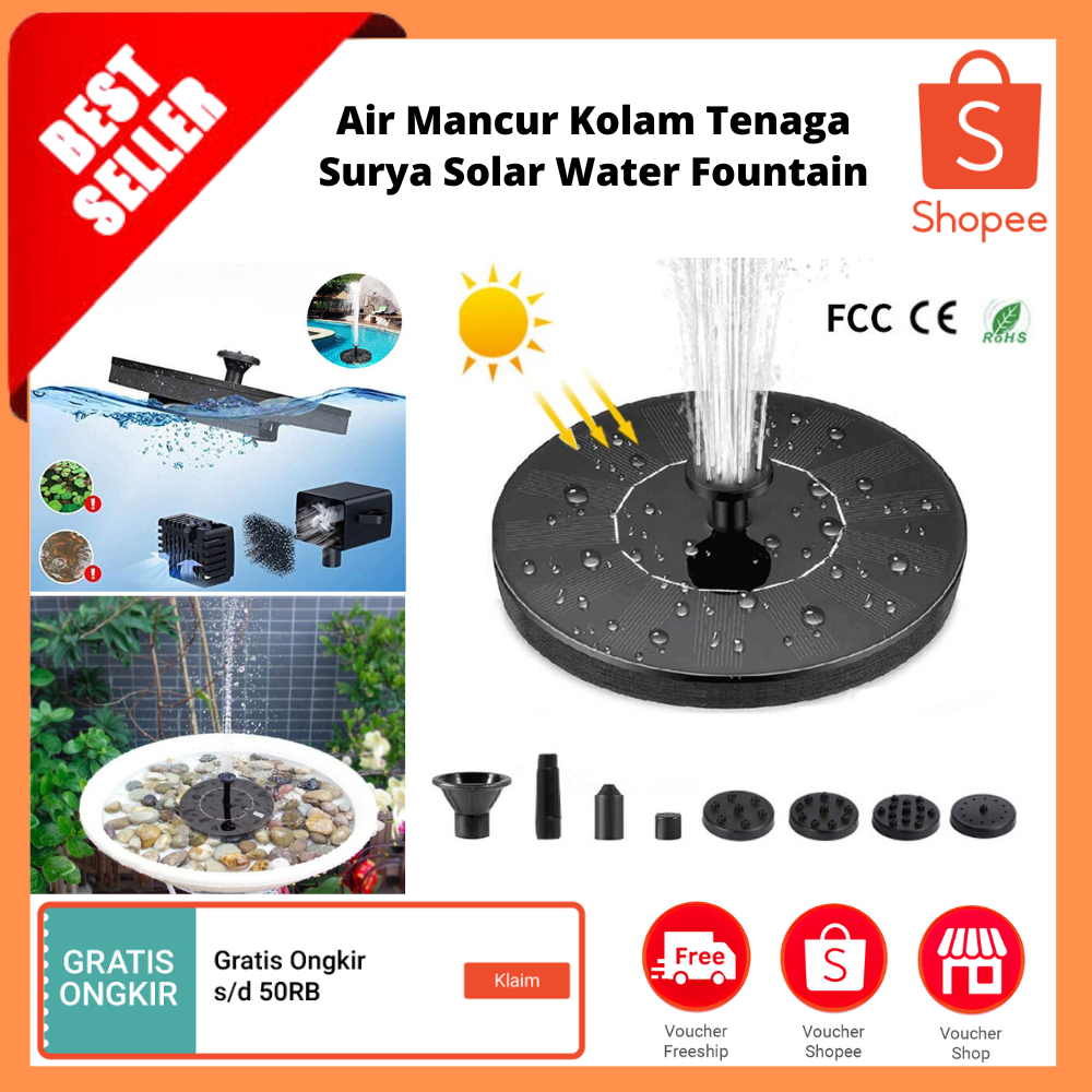 Air Mancur Kolam Tenaga Surya Solar Water Fountain / Air mancur mengambang tenaga surya Mini, untuk 
