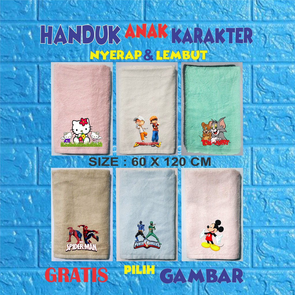 HANDUK ANAK KARAKTER,handuk anak ,anduk anak,anduk anak karakter,handuk custom,handuk kecil, HANDUK 