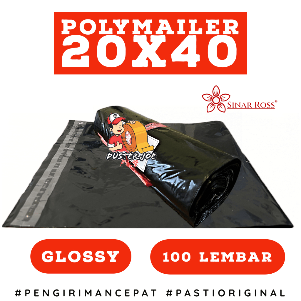 

Plastik Polymailer 20x40 Sinar Ross HITAM PE GLOSSY PER 1 IKAT