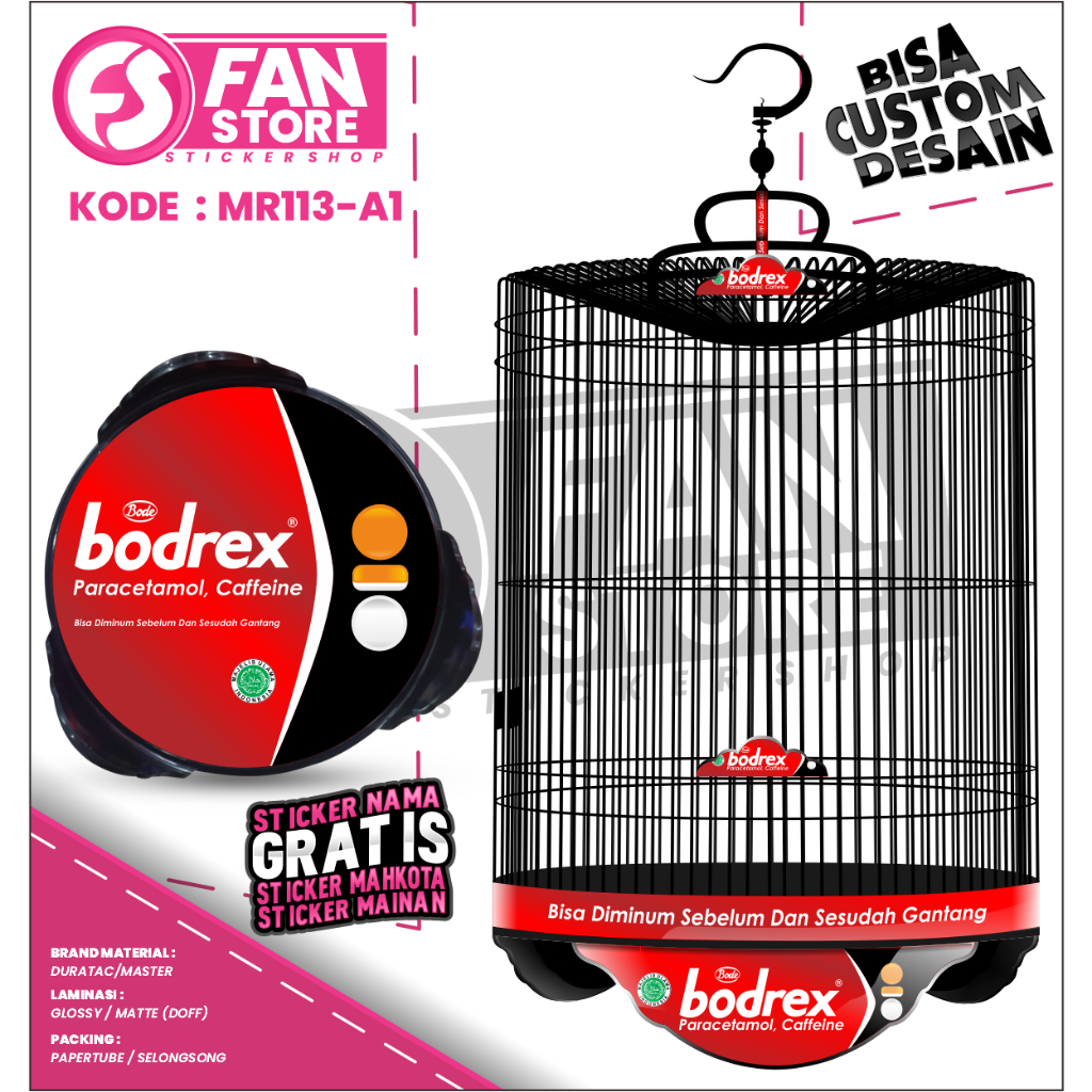 STICKER SANGKAR MURAI BATU  / DECAL STIKER KANDANG EBOD RADJA BNR NO 1 2 3 CUSTOM DESAIN / KODE MR11
