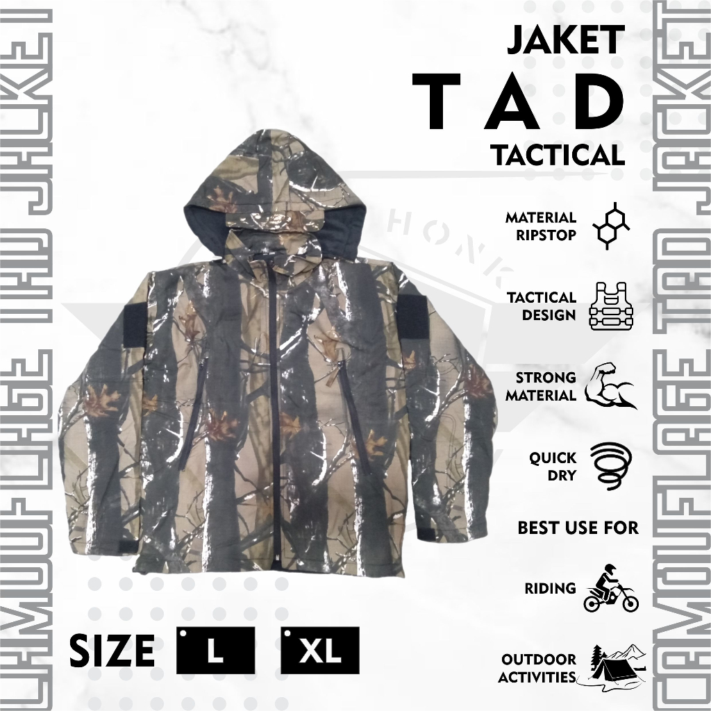 Jaket TAD Tactical Loreng Camo Perbakin Bahan Ripstop