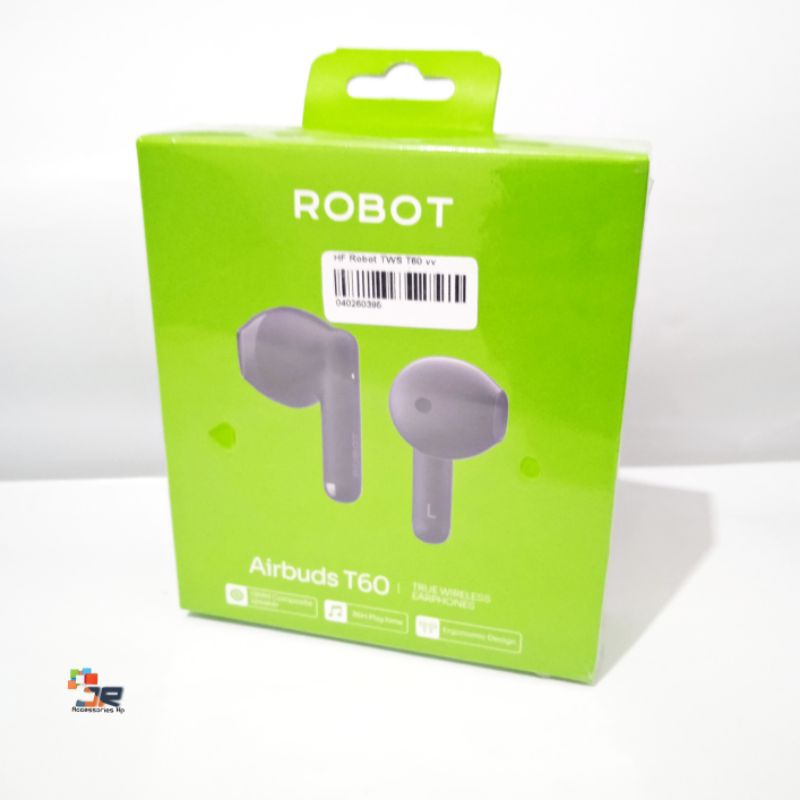 HEADSET BLUETOOTH ROBOT AIRBUDS T60 TRUE WIRELESS EARPHONES