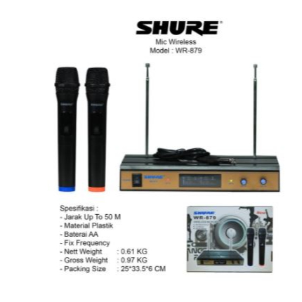 MICROPHONE MIC WIRELESS SHURE WR 879 MIC WIRELESS