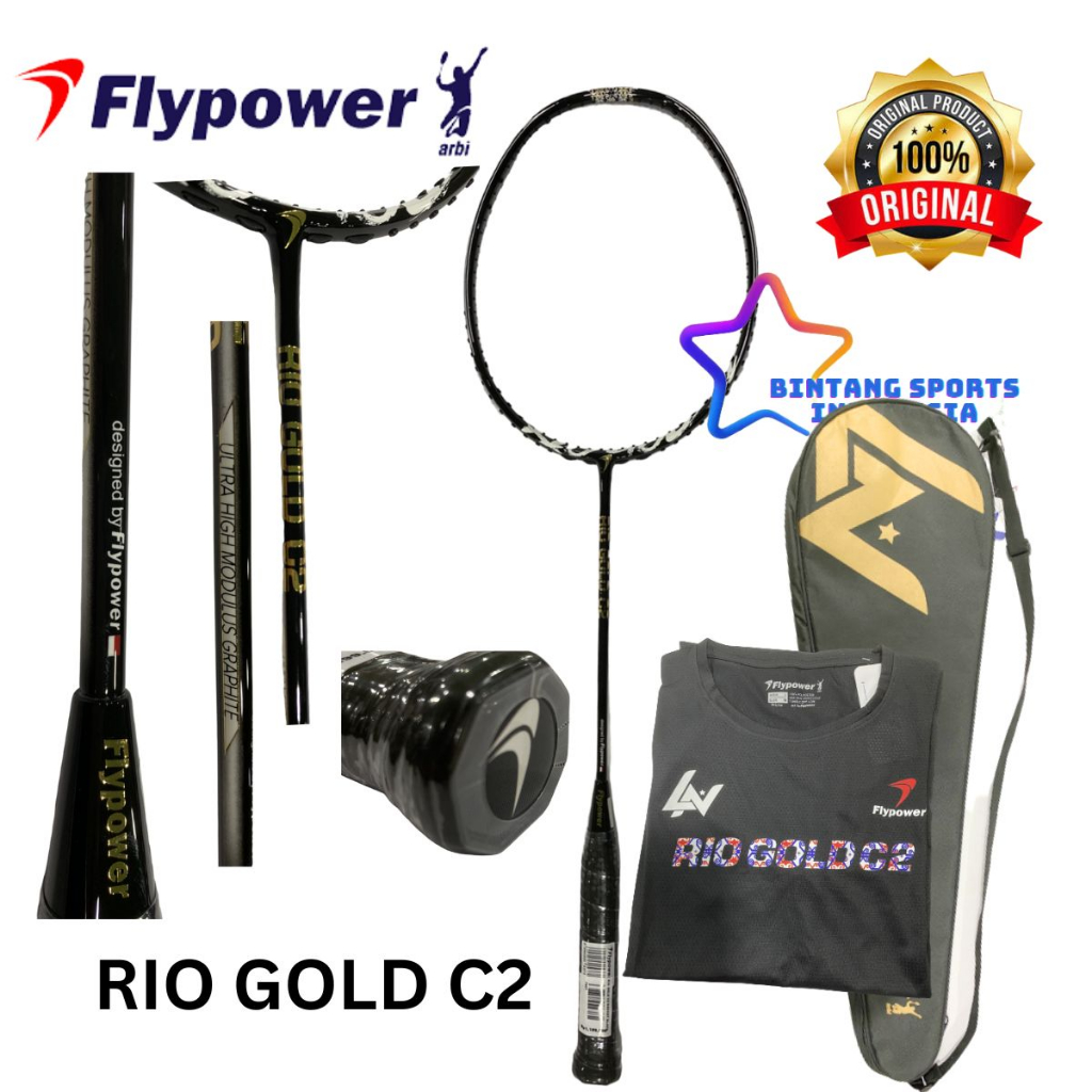 RAKET FLYPOWER BADMINTON BULUTANGKIS FLYPOWER RIO GOLD C2 RIOGOLD C2 ORIGINAL