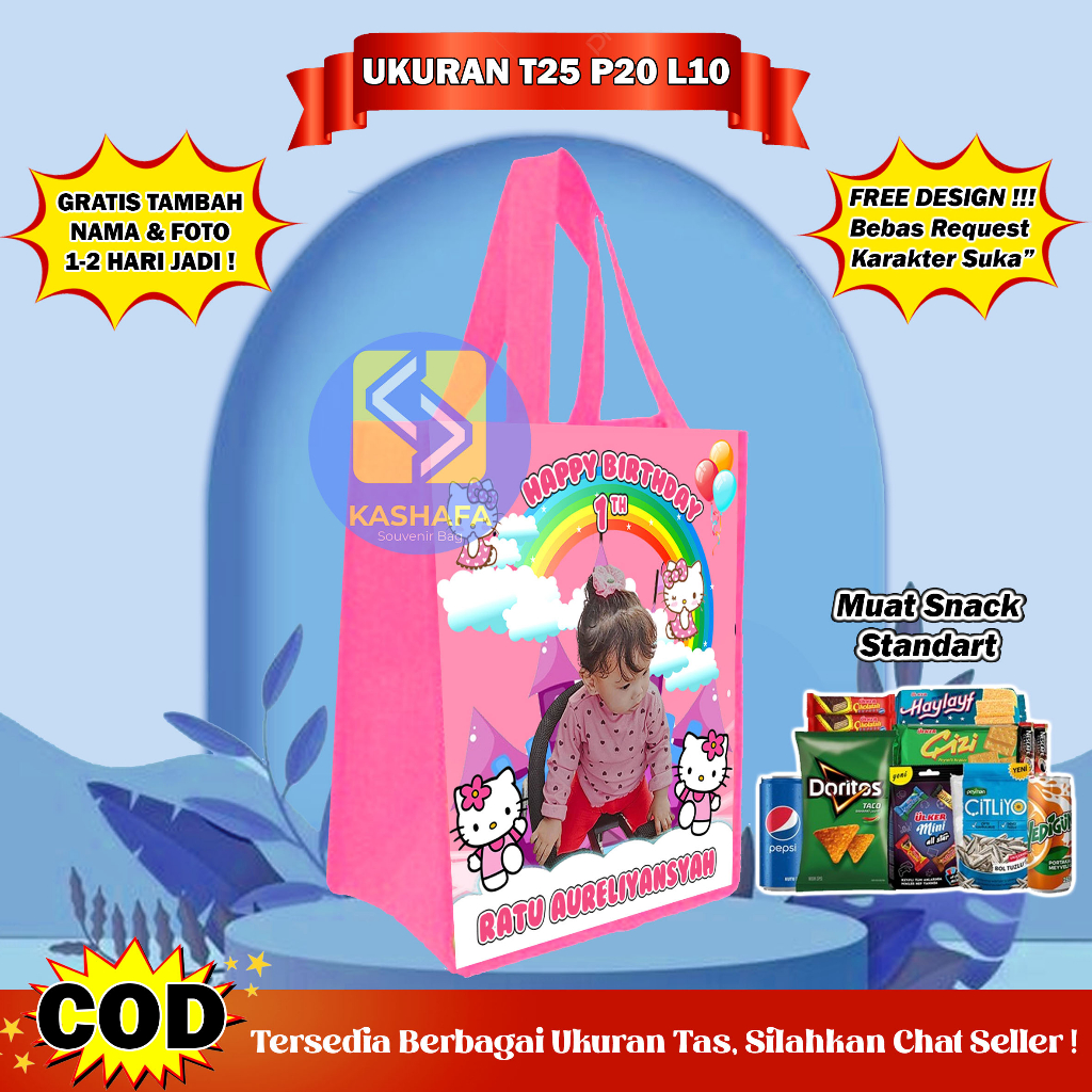 

Tas Ulang Tahun Bingkisan Snack - Tas Ultah Muat Snack - Tas Ulang Tahun Anak Karakter - Tas Ulang Tahun Anak/Tas Ultah Gratis Nama dan Foto/Tas Ultah Custom/Tas Ultah Anak Custom/Tas Souvenir Ultah Free Design/Tas Ultah Terlaris/Goodie Bag Ultah Murah