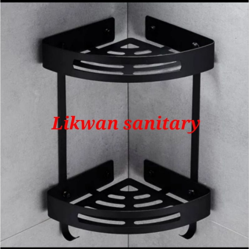 Rak sabun stainless hitam 2 susun / tempat sabun stainless hitam 2 susun / rak sabun serbaguna