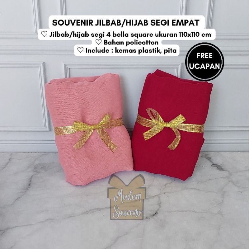 Souvenir Jilbab / hijab segi empat terjangkau berkualitas umroh haji pernikahan tahlil pengajian tas