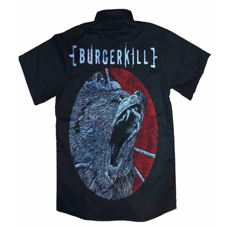 kemeja burgerkill bahan tebal,workshirt burgerkill,pdl burgerkill,kemeja pendek,kemeja pria