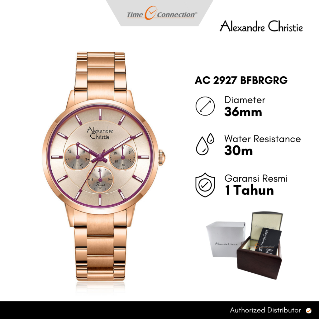 Alexandre Christie AC 2927 BFBRGRG Rosegold Original / Jam Tangan Wanita Rantai Stainless Steel BF