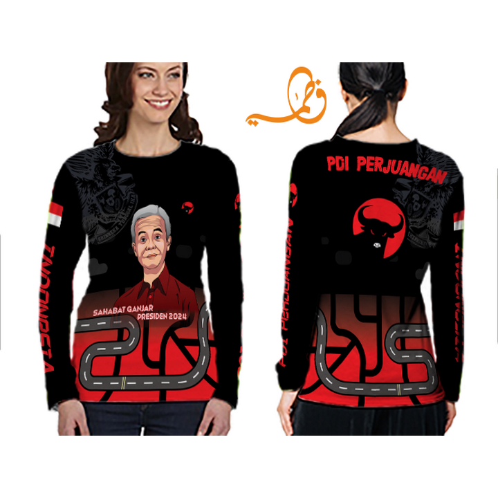 baju wanita ganjar pranowo jadi presiden 2024 kaos hitam merah pdi perjuangan