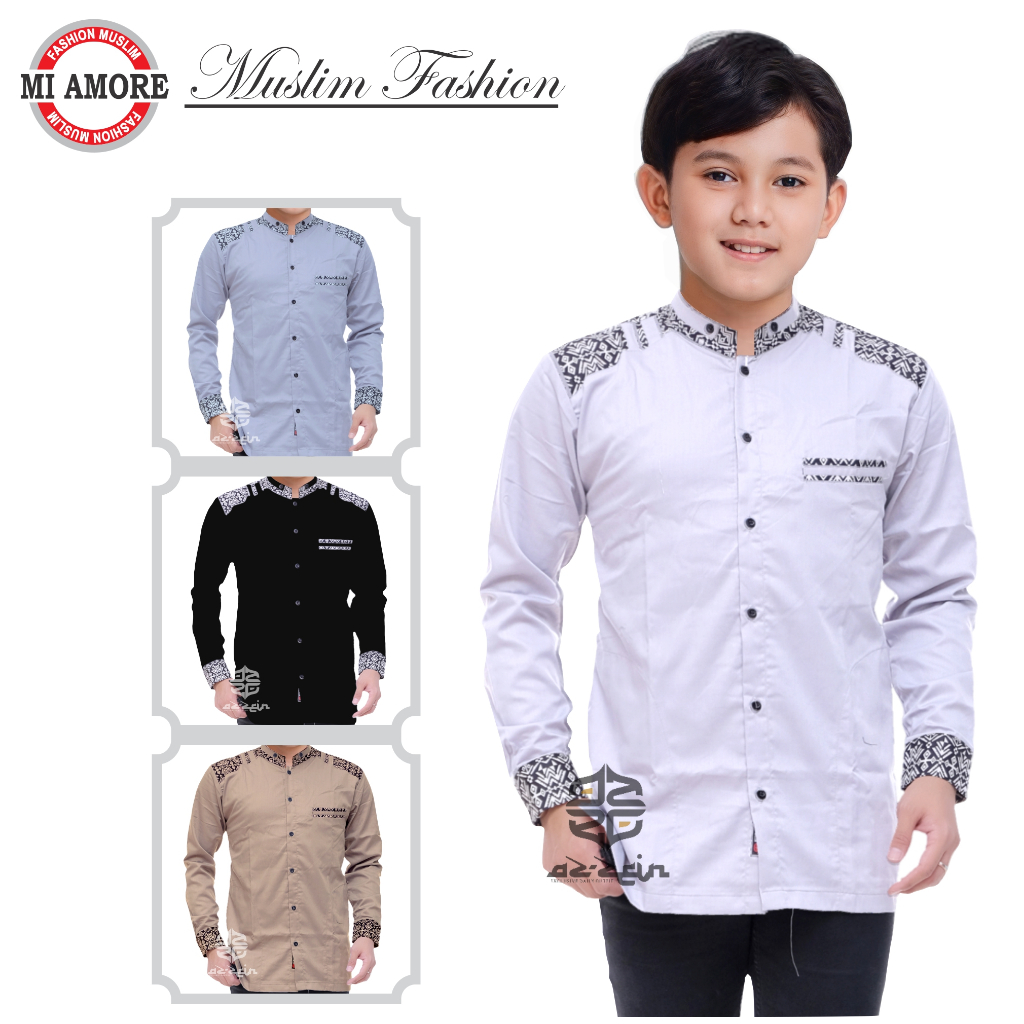 Baju Koko Anak Laki Laki Lengan Panjang Putih Usia 5 -14 Tahun Muslim Anak Laki Laki