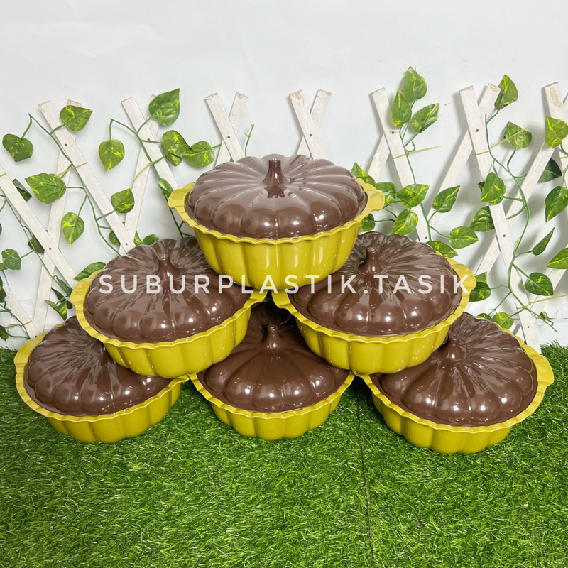 Basi Prasmanan Labu Century Isi 6 set Gold & Warna Wadah Plastik Tutup Penyimpanan Makanan Sayur