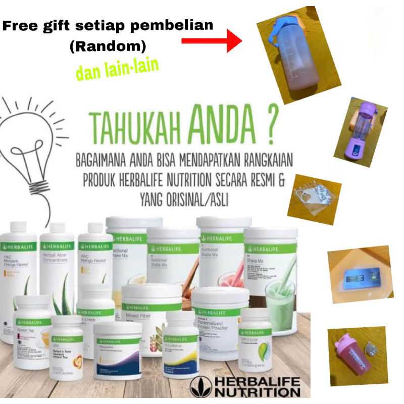 Herbalife FULL BARCODE ORI 100% Pengganti sarapan, shake nutrisi/ aloe/ teh pembakar lemak/ nrg/ nit