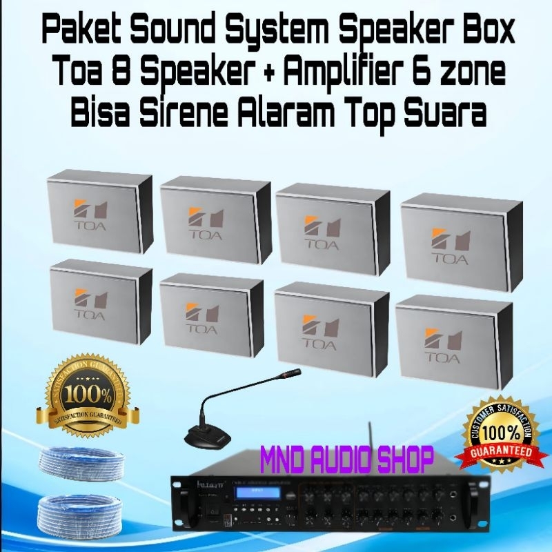 Paket Sound System Speaker Box Toa 8 Speaker + Amplifier 6 Zone Sirene