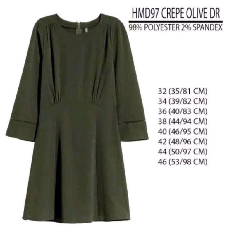 Iz byer crepe olive dress wanita