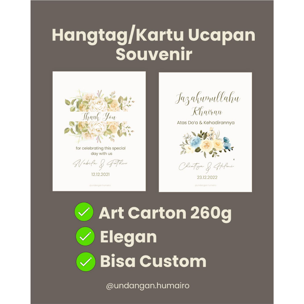 Hangtag Kartu Ucapan Souvenir Pernikahan Khitan Aqiqah Custom
