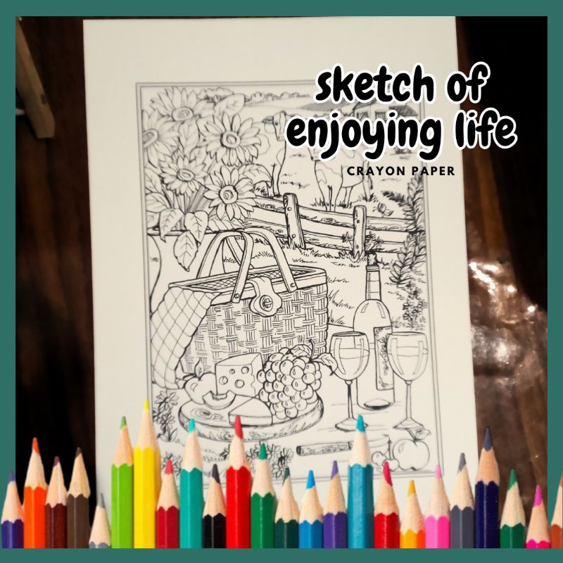 

50 Lembar Gambar Sketsa Mewarnai Tema Hidup Enjoy - Sketch Of Enjoying Life - Lembaran Mewarnai - Buku Mewarnai - Kertas Mewarnai