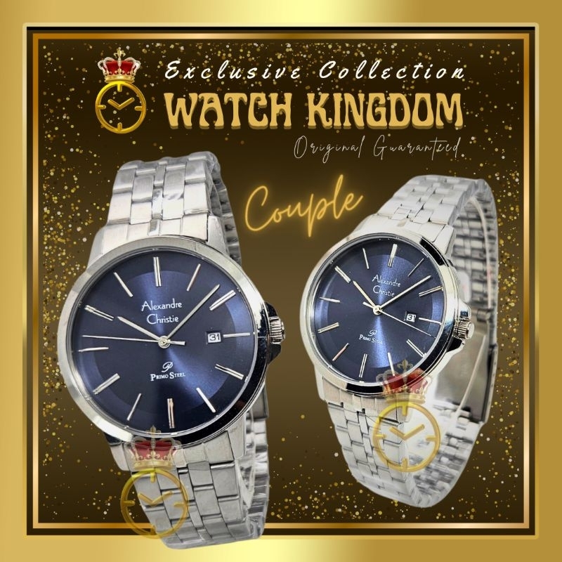 Jam Tangan Pria Wanita Couple Alexander Cristy Original Date Tanggal Analog Anti Air Tali Stainles S