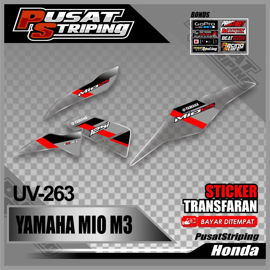 COD Stiker Transparan Mio M3 - Decal Striping Mio M3  Desain Grafis Simple Elegant