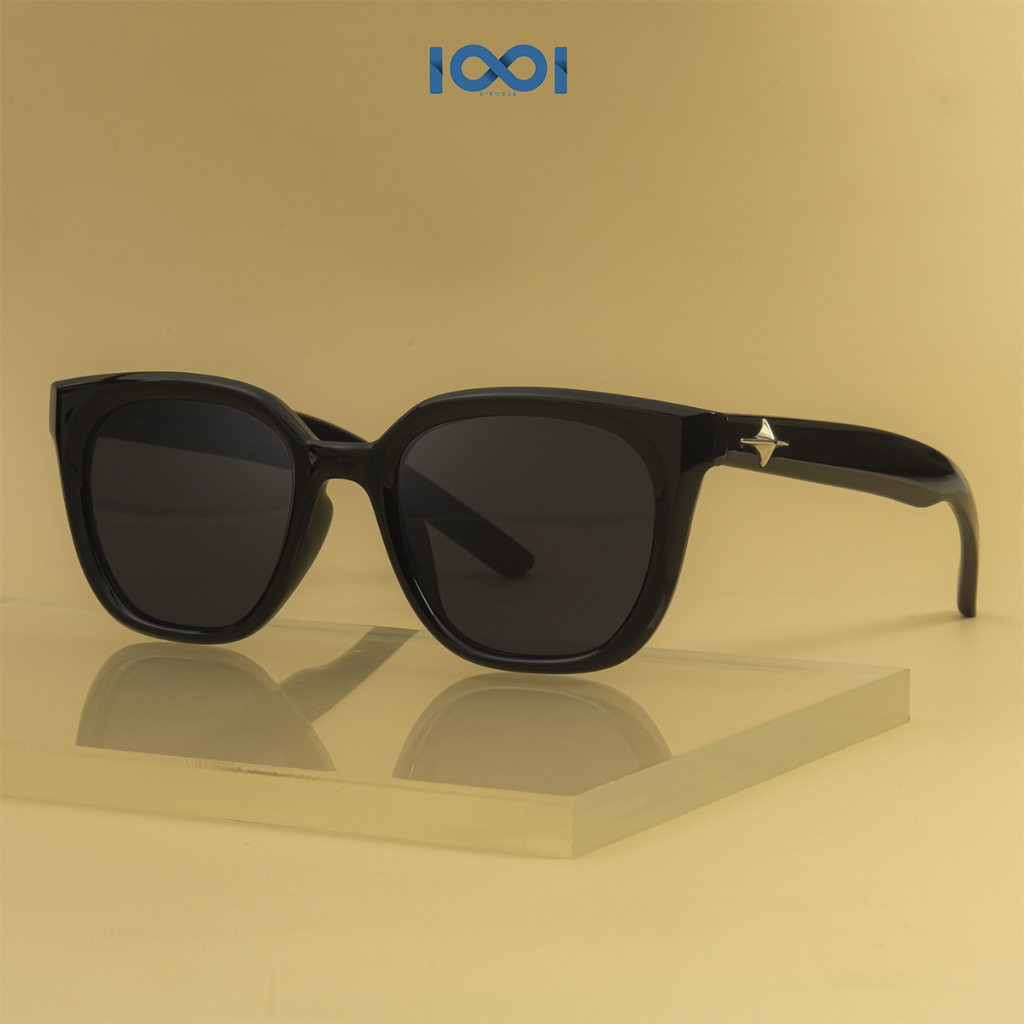 IOOI Eyewear -  Kacamata Bulat Hitam Sunglasses Plastik UV Protection Pria/Wanita 817