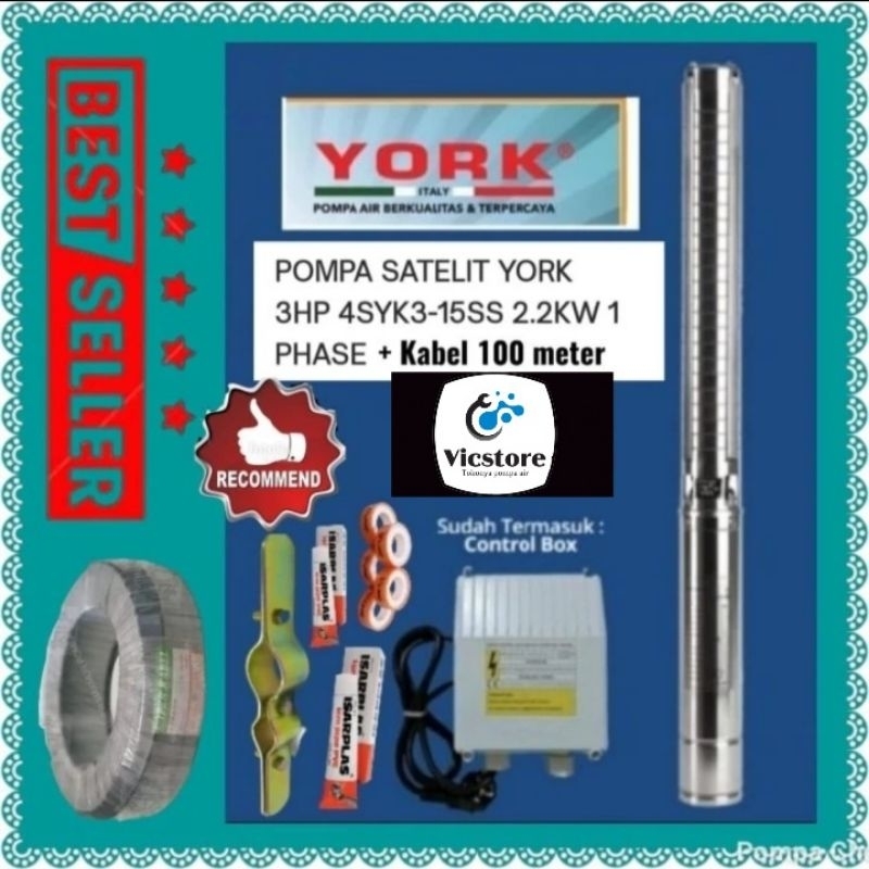 Pompa satelit York 4syk 8-15ss 3hp 220v submersible kls franklin