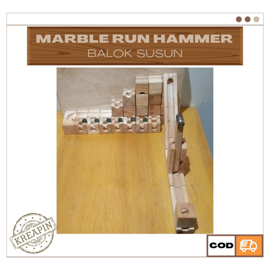 Kreapin MR Cuboro - ASMR Marble Run Race Lintasan Balap Kelereng Edu Game Balok Kayu Cuboro Custom