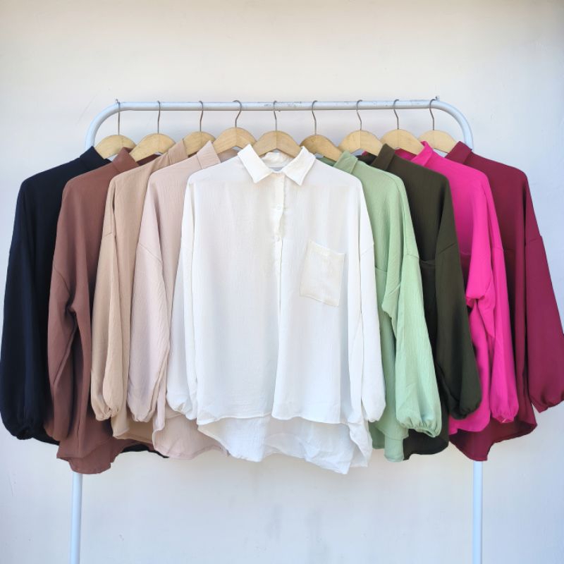 [OTULILI] DIANA OVERSIZE BLOUSE LD 140 | KEMEJA JUMBO LENGAN BALON CRINKEL AIRFLOW PREMIUM | ATASAN 