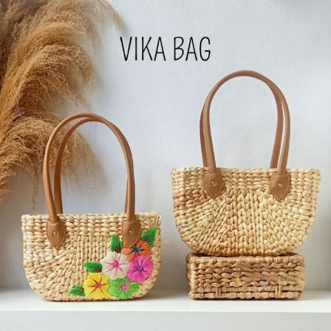 Tas VIKA anyaman Enceng Gondok sulam eceng ulir Jogja Piknik handmade bag