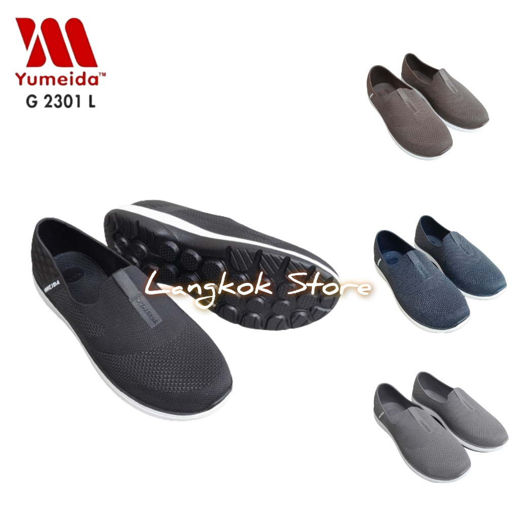Langkok Yumeida Sepatu Karet Jelly Pria Populer Bahan Lentur Tahan Air Model Slip On Gaya formal