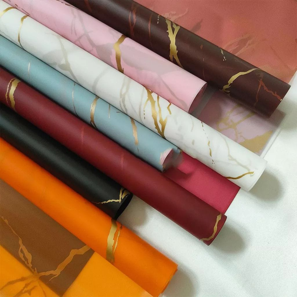 

Flower Wrapping Gold Marble Cellophane, Kertas Hias Buket Bunga