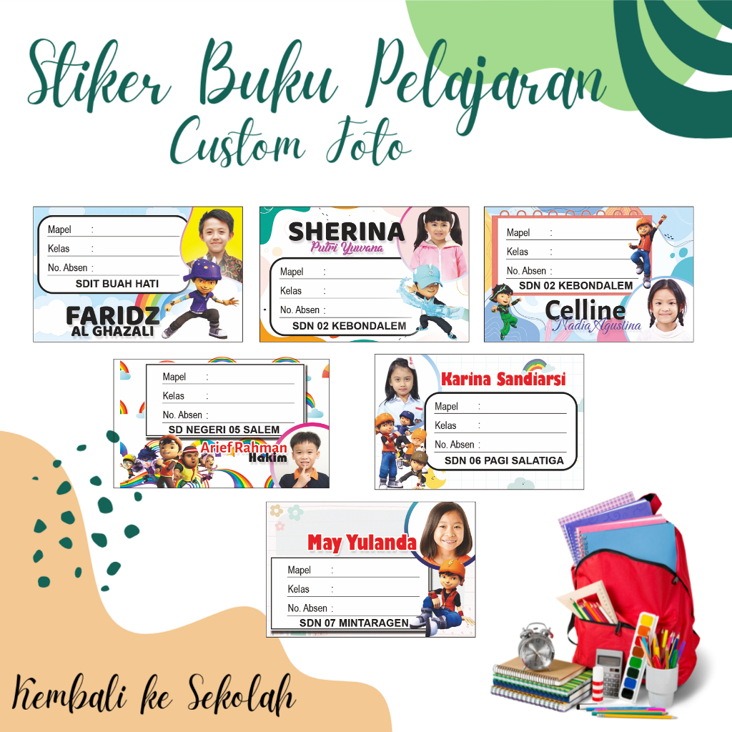 

(25pcs) Stiker Mata Pelajaran Custom Foto Stiker Mapel Label Buku Nama Anak