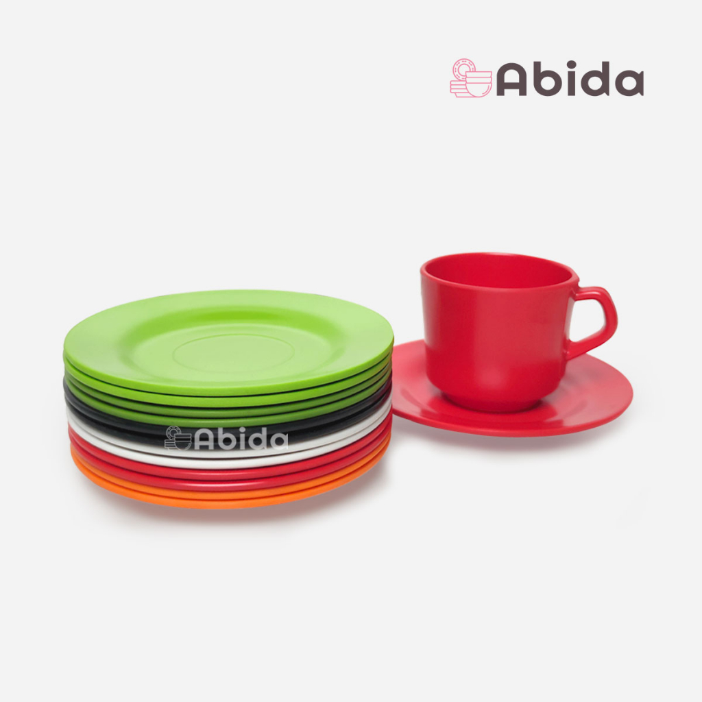 Abida 1 Lusin Tatakan Cangkir Melamin - Pisin Melamin - Piring Kecil Lusinan - Piring Lepek - Grosir