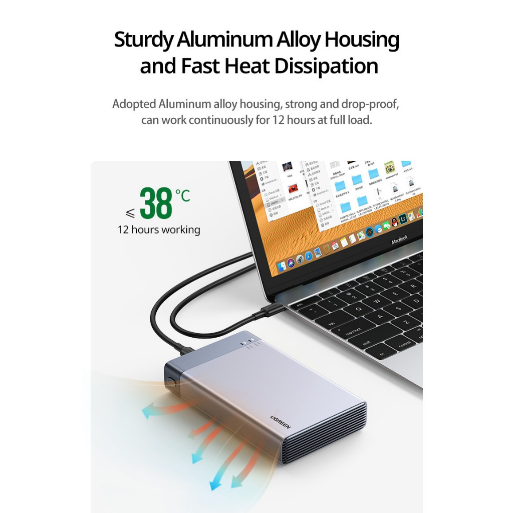 Enclosure Hard Drive UGREEN USB C 3.1 To 2.5inch Dual Bay RAID - 80857