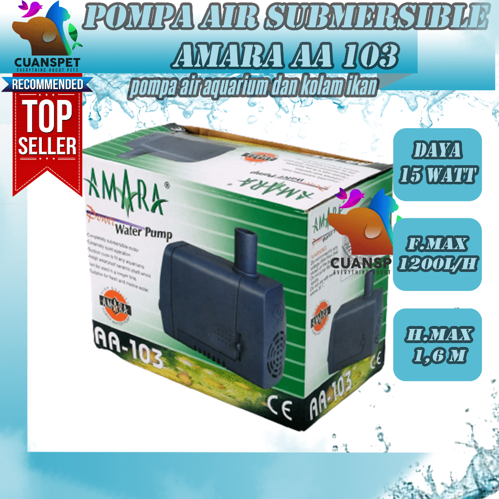 Pompa Air Celup  Amara aa 103 Pompa Air Submersible Aquarium kolam ikan
