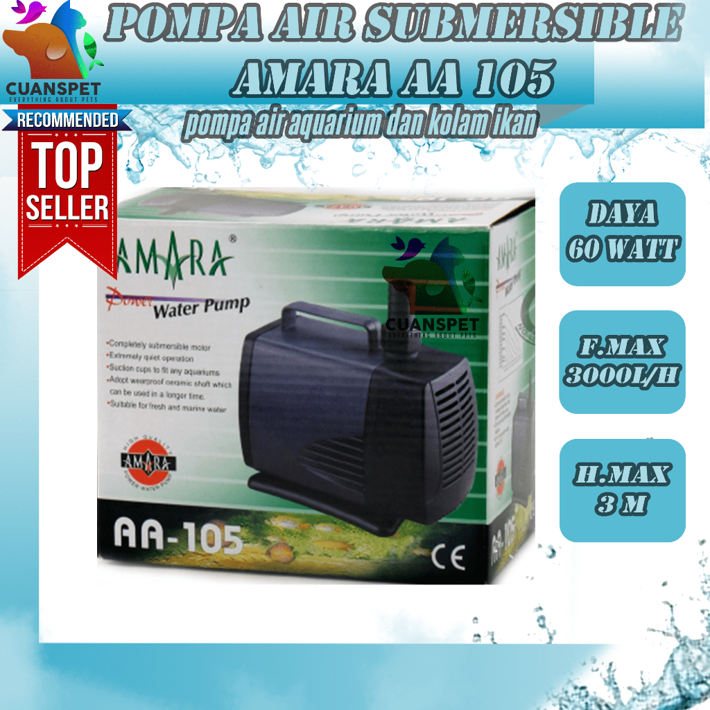 Pompa Air Aquarium Kolam Amara aa 105 Pompa Air Submersible Aquarium Kolam Ikan
