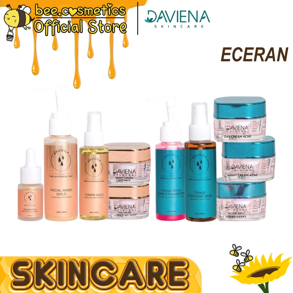 DAVIENA SKINCARE ECERAN GOLD & ACNE SERIES ( CREAM DAY & NIGHT / CREAM GEL / SERUM / FACIAL WASH / T