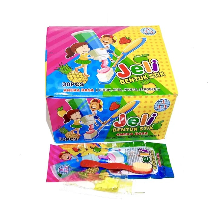 

1 BOX ISI 30 PERMEN JELLY ODOL SIKAT GIGI / PCS PERMEN JELI BENTUK STIK ANEKA RASA / PERMEN BENTUK SIKAT GIGI DAN ODOL