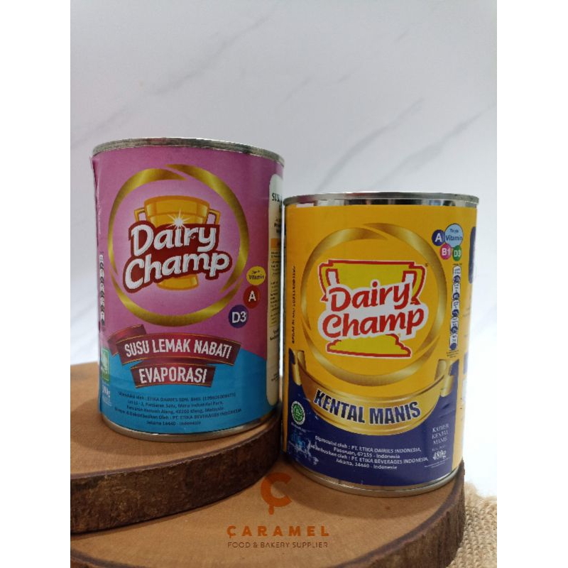 

DAIRY CHAMP SKM 480GR - DAIRY CHAMP EVAPORASI 390GR - SUSU KALENG