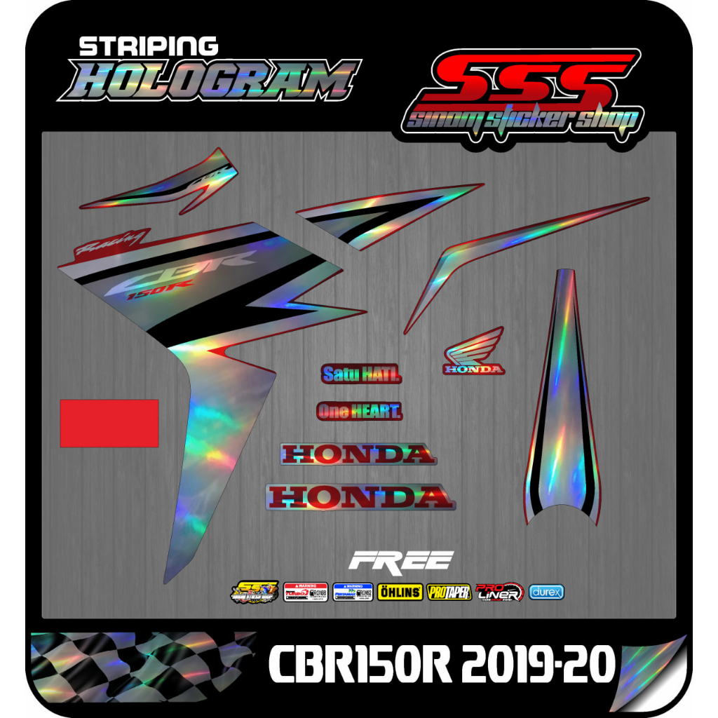 Sticker Striping Standar Hologram CBR150R 2019 / CBR 150R Facelift 2019-2020