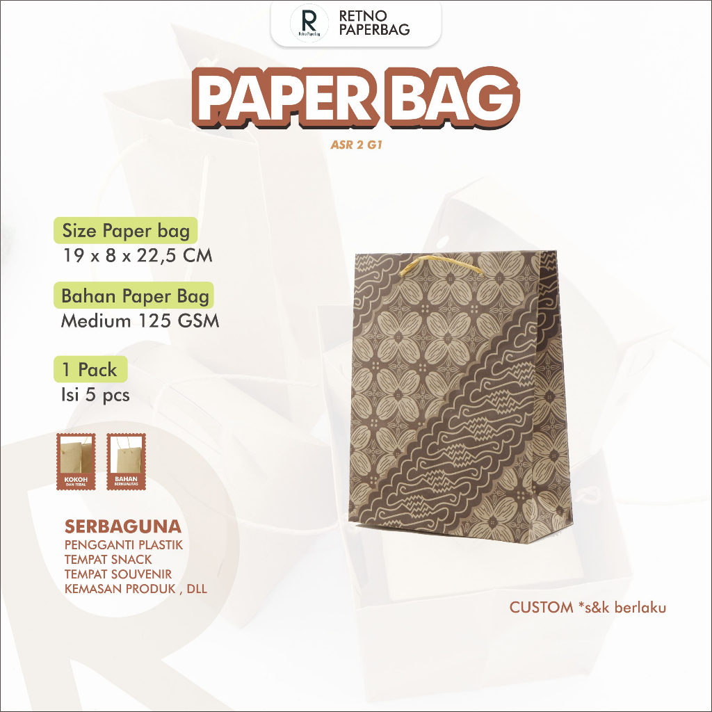 

Paper Bag Batik Tas Kertas Belanja Kraft Coklat Kado Souvenir Serbagun-Retno Paperbag