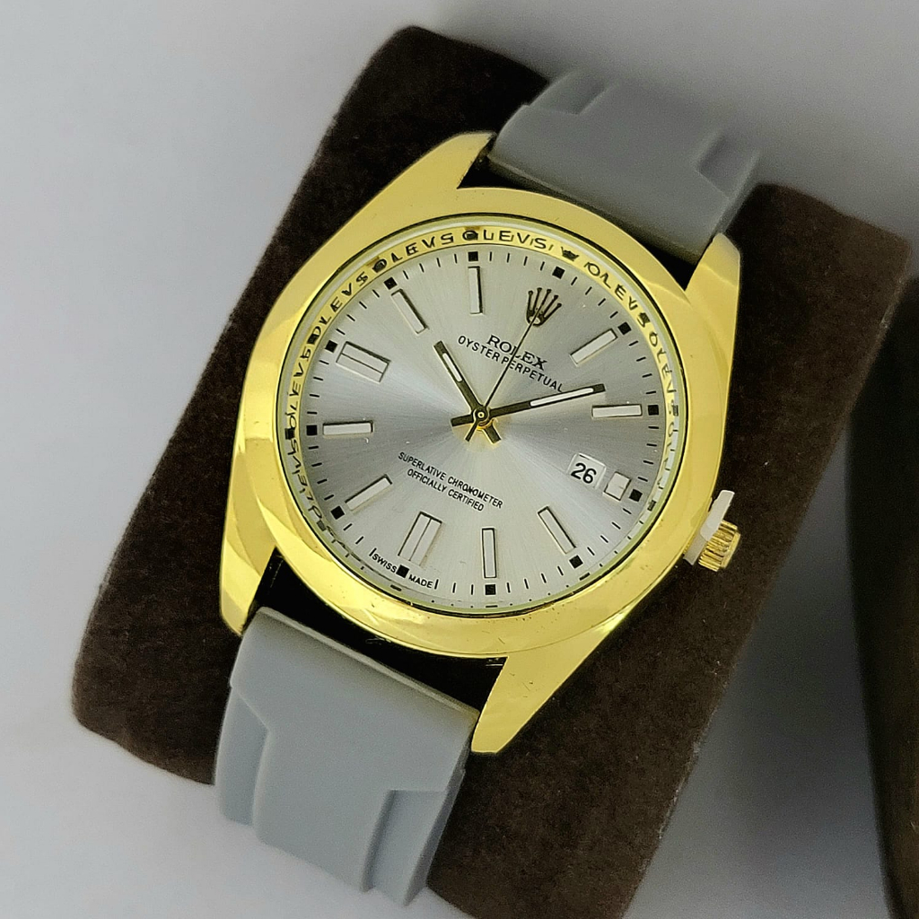 Jam Tangan Wanita Rolex Rubber Tanggal #460 YL Free Box Rolex & Baterai Cadangan